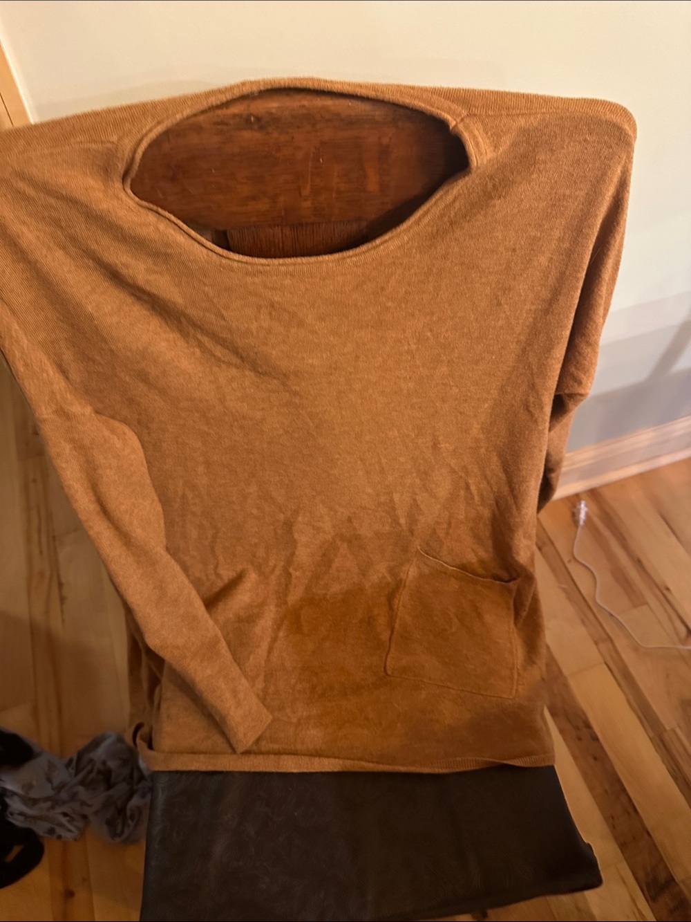 Altar'd State Camel Brown Crewneck Pocket Sweater